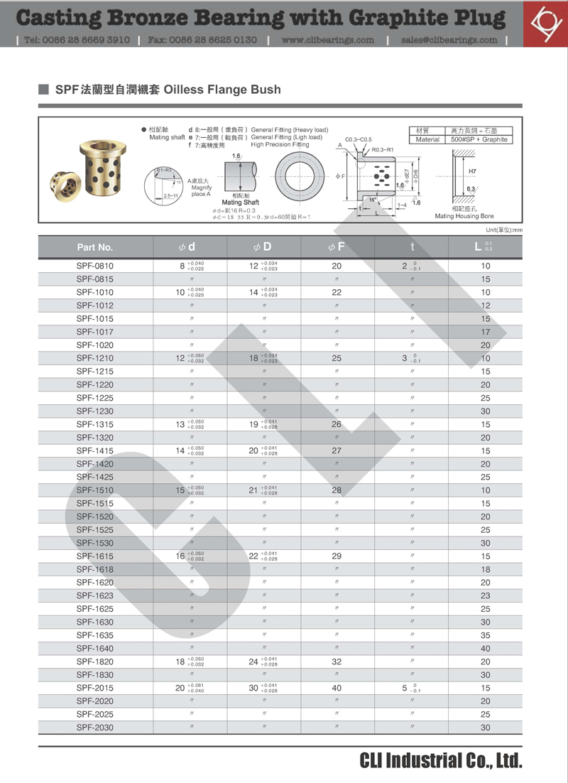 SPF oiles bronze flange bushings